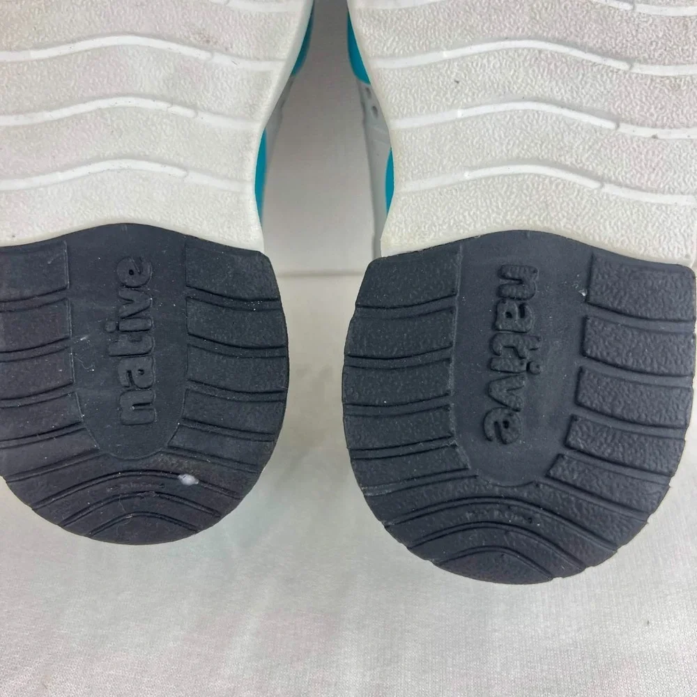 EUC Native Shoes Kids Grey Teal Slip On Water Sneakers Summer C7